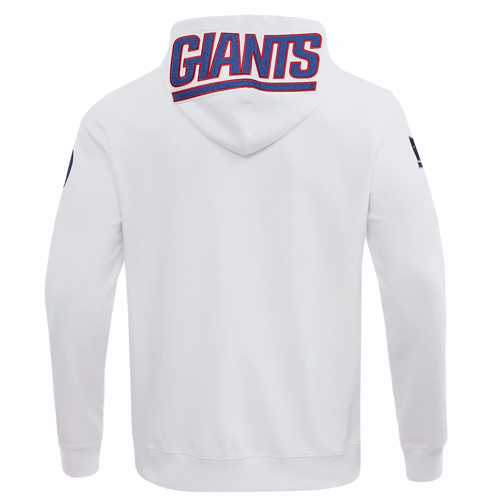 NFL NEW YORK GIANTS CLASSIC CHENILLE MEN'S FULL ZIP HOODIE  (WHITE)