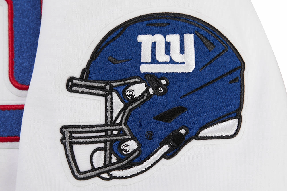NFL NEW YORK GIANTS CLASSIC CHENILLE MEN'S FULL ZIP HOODIE  (WHITE)