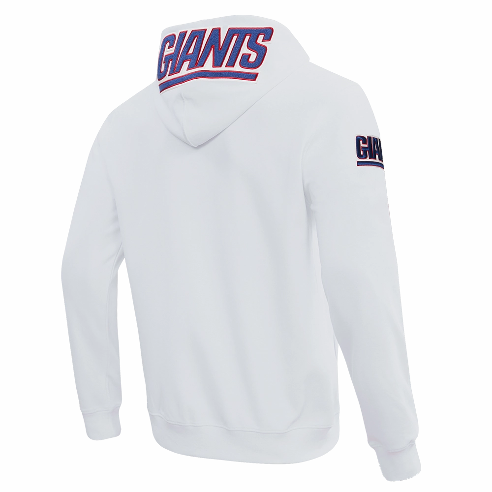 NFL NEW YORK GIANTS CLASSIC CHENILLE MEN'S FULL ZIP HOODIE  (WHITE)