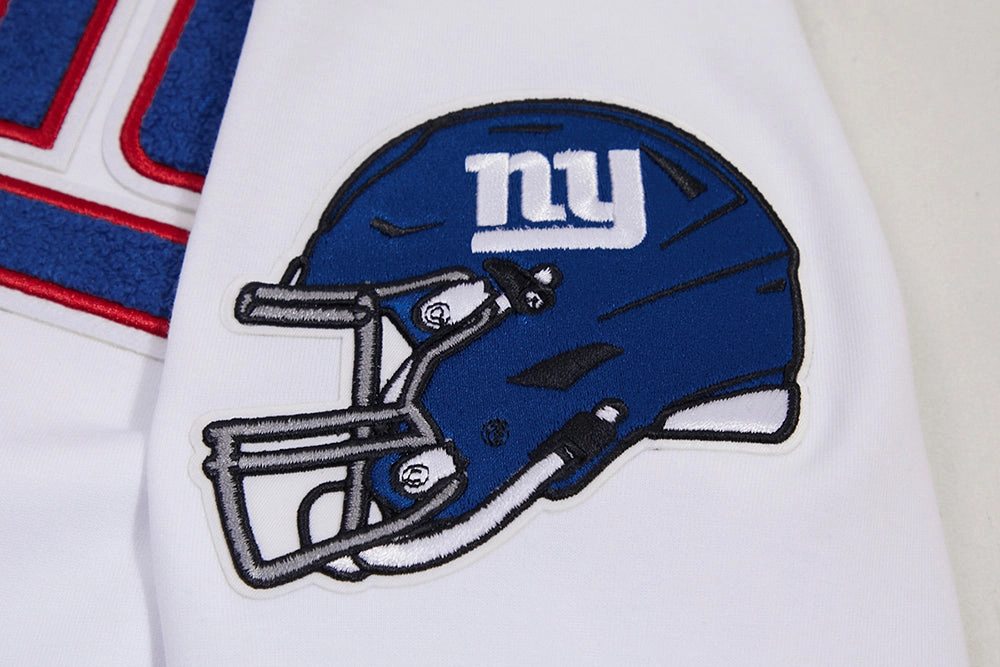 NFL NEW YORK GIANTS CLASSIC CHENILLE MEN'S PULLOVER HOODIE (WHITE)
