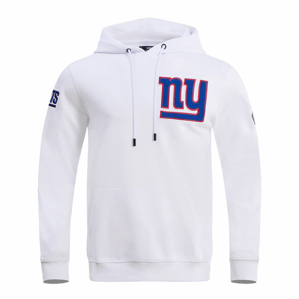 NFL NEW YORK GIANTS CLASSIC CHENILLE MEN'S PULLOVER HOODIE (WHITE)