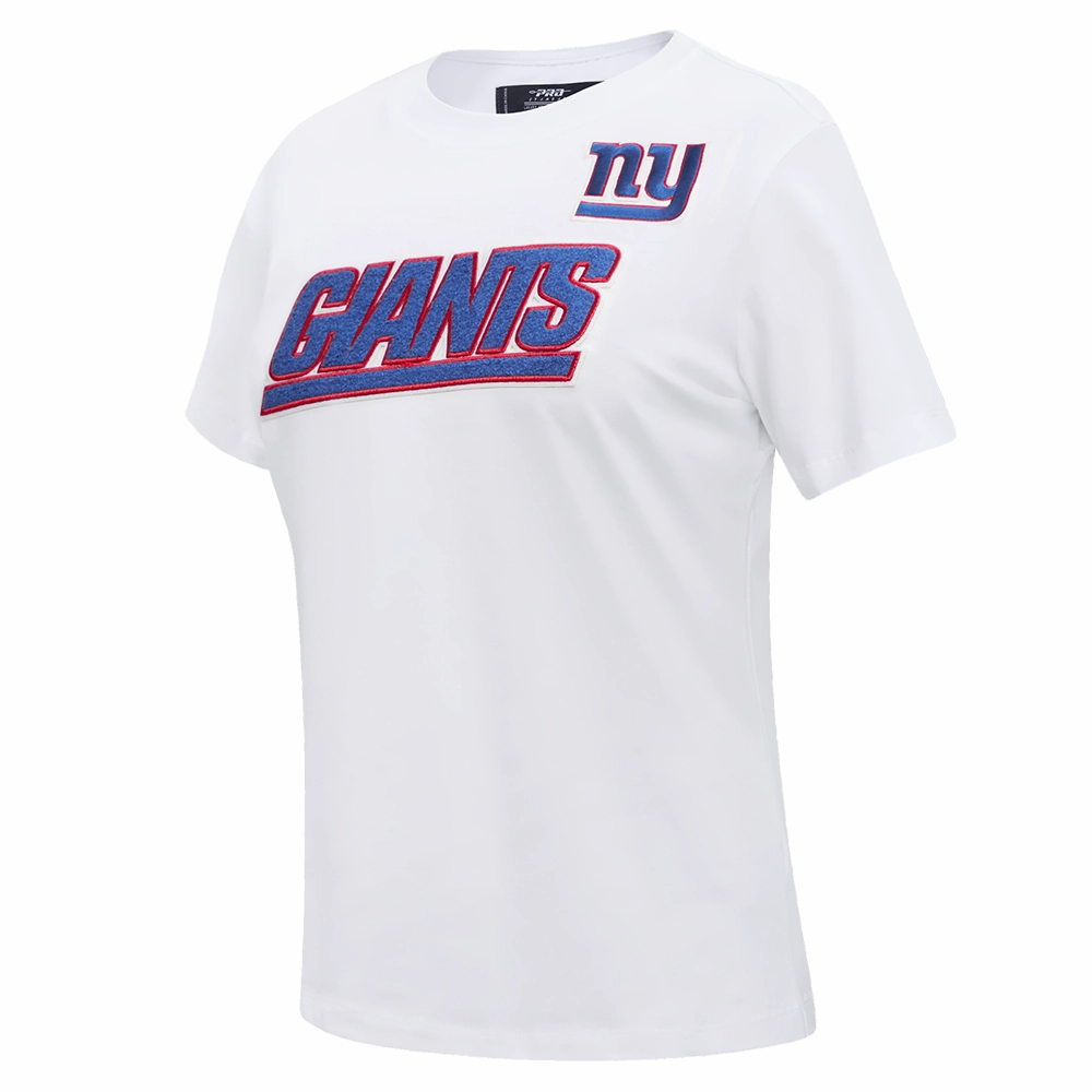 NFL NEW YORK GIANTS CLASSIC SHORT SLEEVE WOMEN'S SINGLE JERSEY SLIM FIT TEE (WHITE)