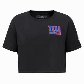 NFL NEW YORK GIANTS CLASSIC WOMEN'S SINGLE JERSEY BOXY TEE (BLACK)