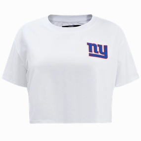 NFL NEW YORK GIANTS CLASSIC WOMEN'S SINGLE JERSEY BOXY TEE (WHITE)