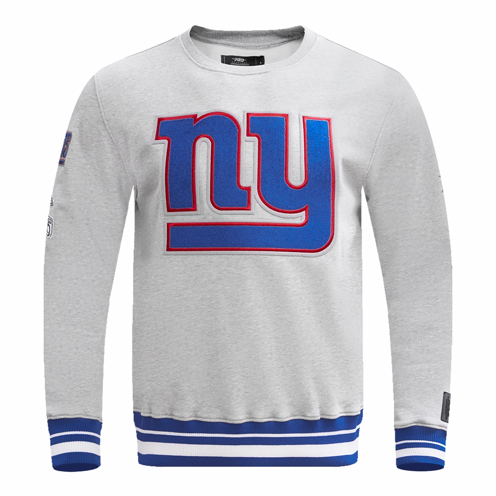 NFL NEW YORK GIANTS MASHUP MEN'S RIB CREWNECK (HEATHER GREY/DODGER BLUE)