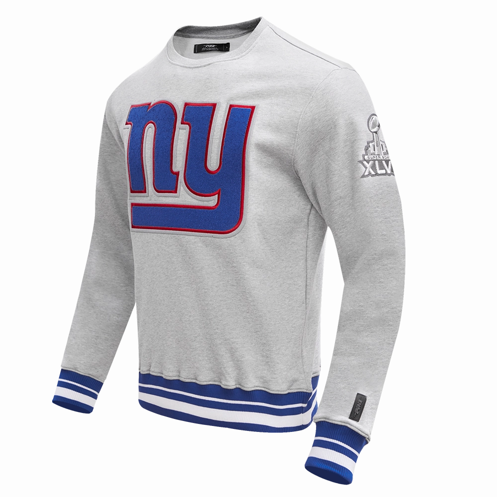 NFL NEW YORK GIANTS MASHUP MEN'S RIB CREWNECK (HEATHER GREY/DODGER BLUE)