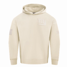 NFL NEW YORK GIANTS NEUTRAL DROP SHOULDER MEN'S PULLOVER HOODIE (EGGSHELL)