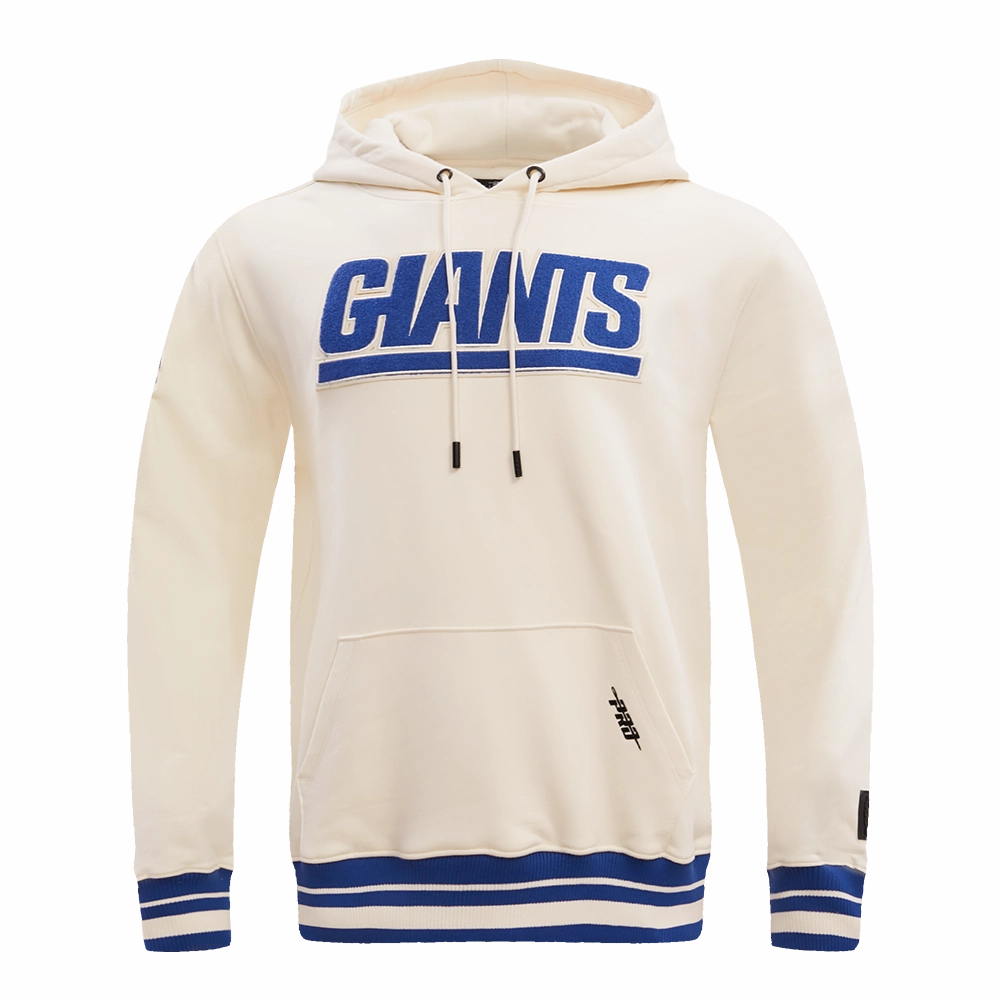 NFL NEW YORK GIANTS RETRO CLASSIC MEN'S PULLOVER HOODIE (EGGSHELL/DODGER BLUE)