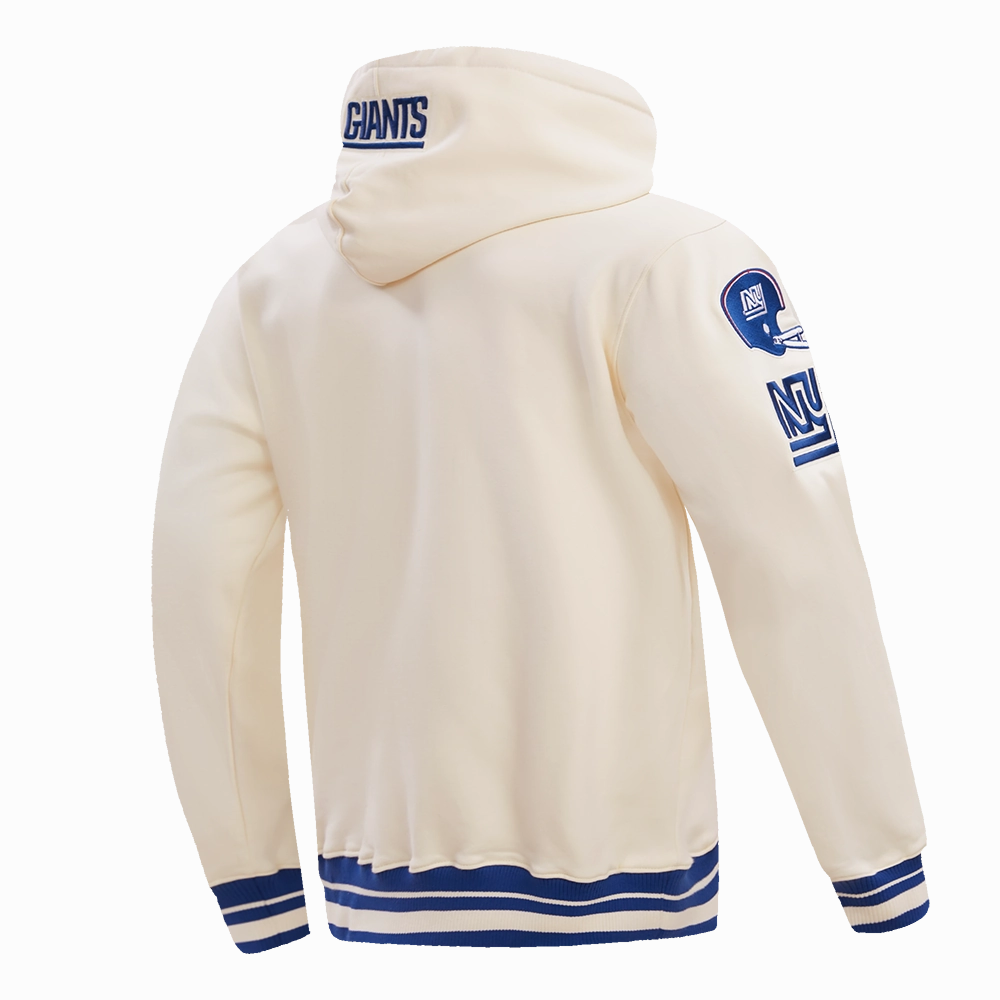 NFL NEW YORK GIANTS RETRO CLASSIC MEN'S PULLOVER HOODIE (EGGSHELL/DODGER BLUE)