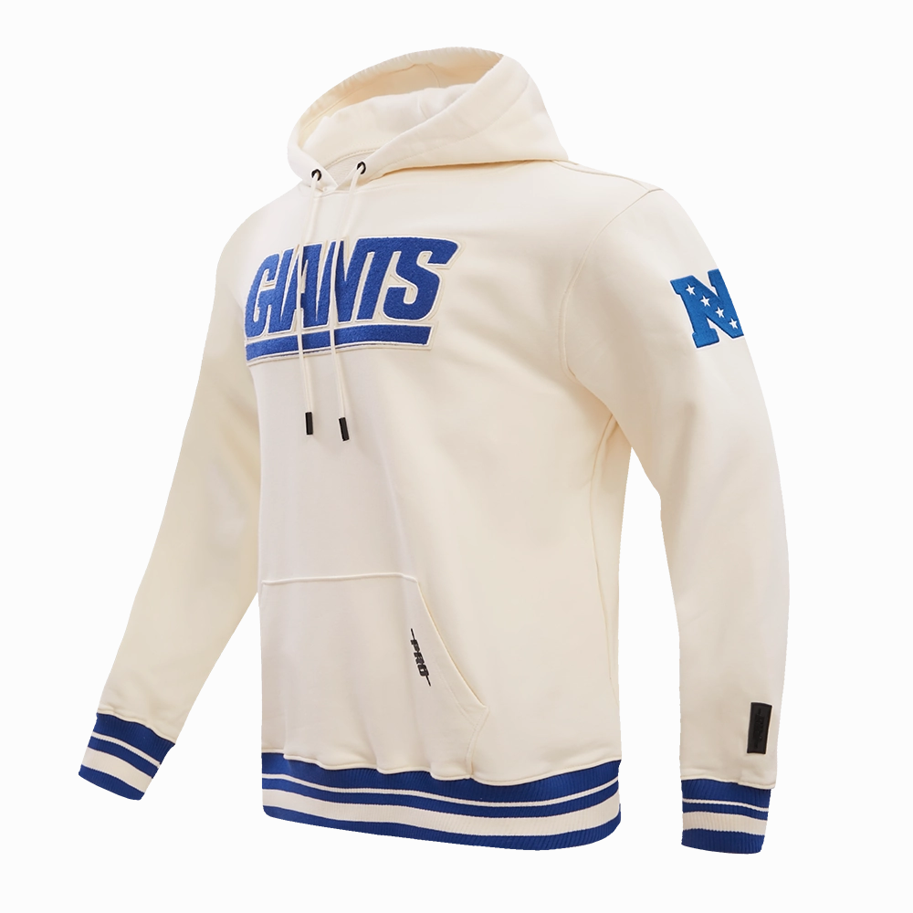 NFL NEW YORK GIANTS RETRO CLASSIC MEN'S PULLOVER HOODIE (EGGSHELL/DODGER BLUE)