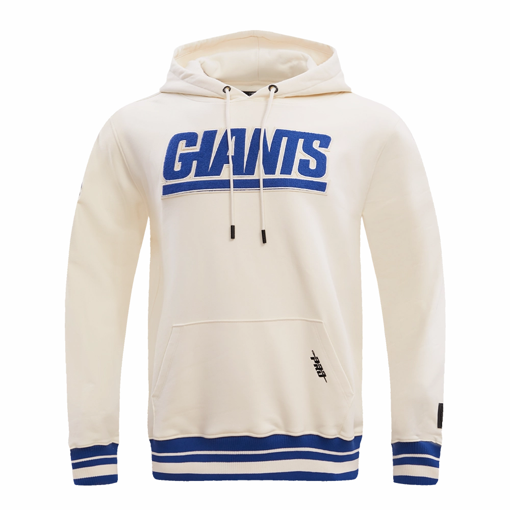 NFL NEW YORK GIANTS RETRO CLASSIC MEN'S PULLOVER HOODIE (EGGSHELL/DODGER BLUE)