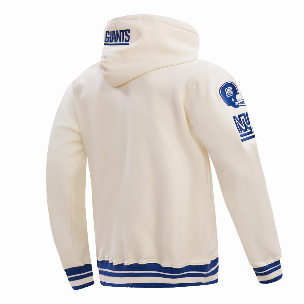 NFL NEW YORK GIANTS RETRO CLASSIC MEN'S PULLOVER HOODIE (EGGSHELL/DODGER BLUE)