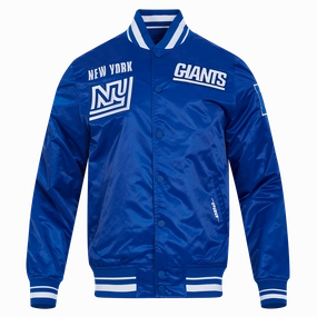 NFL NEW YORK GIANTS RETRO CLASSIC MEN'S RIB SATIN JACKET (DODGER BLUE)