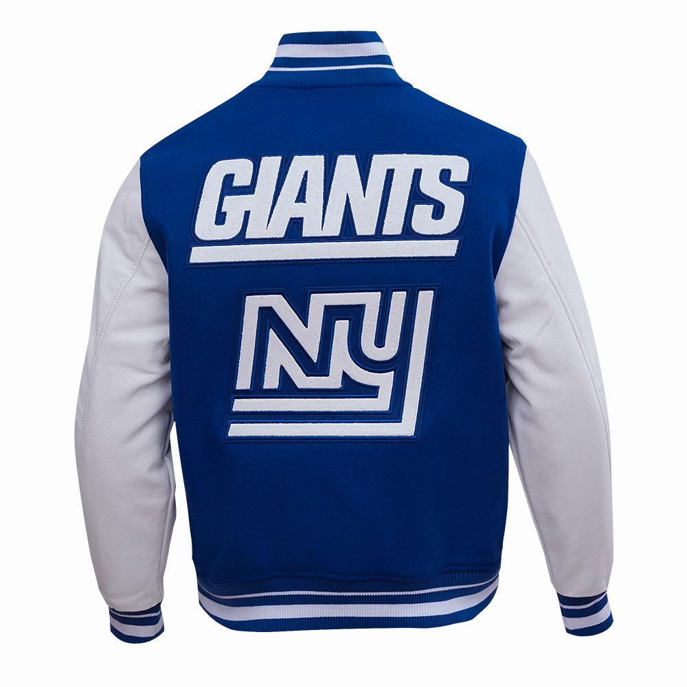NFL NEW YORK GIANTS RETRO CLASSIC MEN'S RIB WOOL VARSITY JACKET (DODGER BLUE)