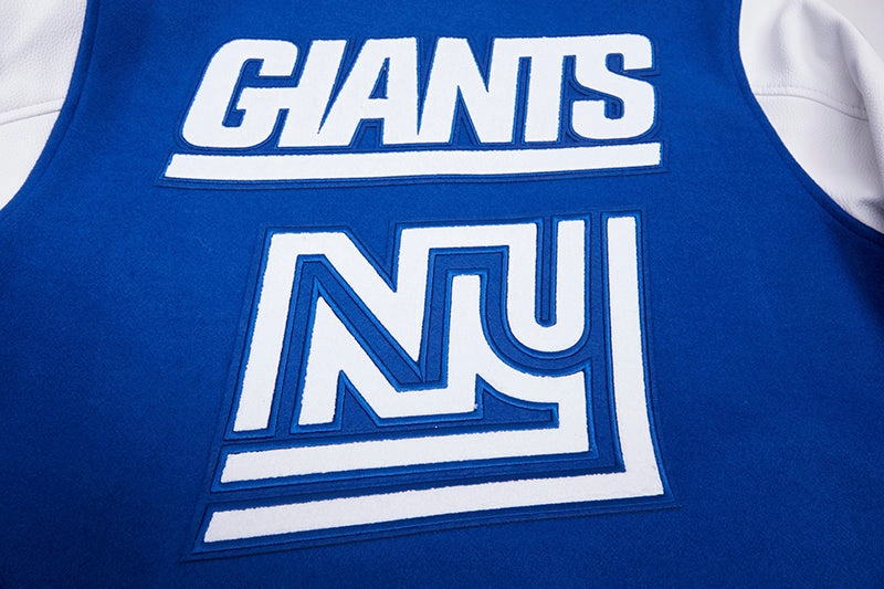 NFL NEW YORK GIANTS RETRO CLASSIC MEN'S RIB WOOL VARSITY JACKET (DODGER BLUE)