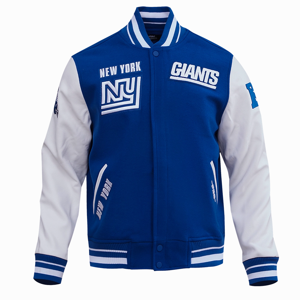 NFL NEW YORK GIANTS RETRO CLASSIC MEN'S RIB WOOL VARSITY JACKET (DODGER BLUE)