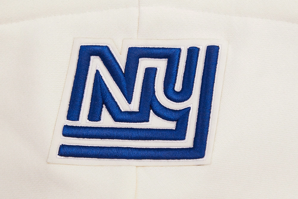 NFL NEW YORK GIANTS RETRO CLASSIC WOMEN'S RIB CROPPED PULLOVER HOODIE (EGGSHELL/DODGER BLUE)