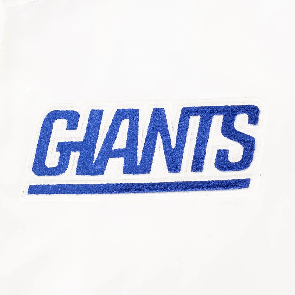 NFL NEW YORK GIANTS RETRO CLASSIC WOMEN'S RIB SATIN JACKET (EGGSHELL/DODGER BLUE)