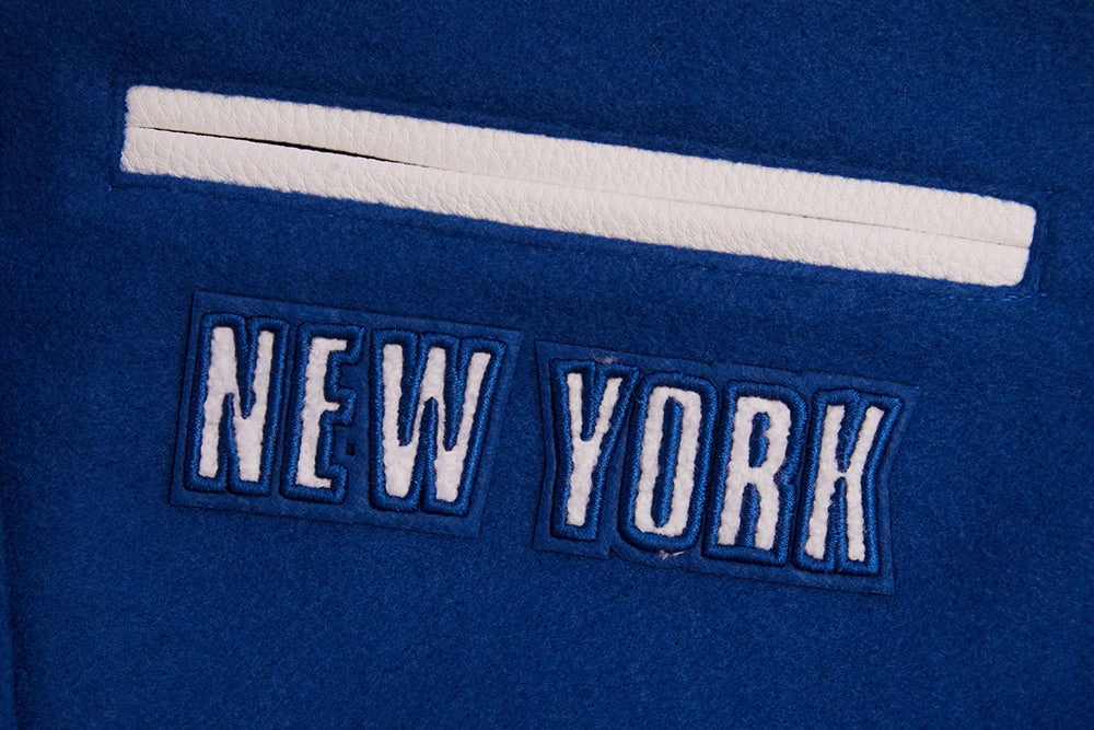 NFL NEW YORK GIANTS RETRO CLASSIC WOMEN'S RIB WOOL VARSITY JACKET (DODGER BLUE/WHITE)