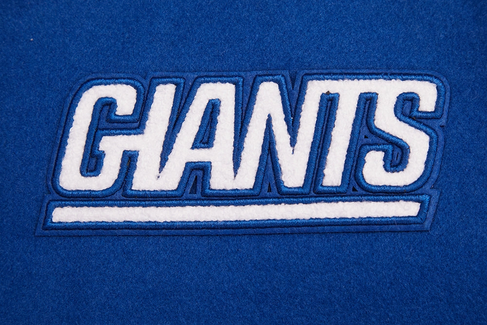 NFL NEW YORK GIANTS RETRO CLASSIC WOMEN'S RIB WOOL VARSITY JACKET (DODGER BLUE/WHITE)