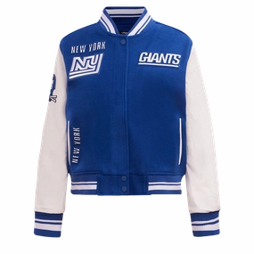 NFL NEW YORK GIANTS RETRO CLASSIC WOMEN'S RIB WOOL VARSITY JACKET (DODGER BLUE/WHITE)