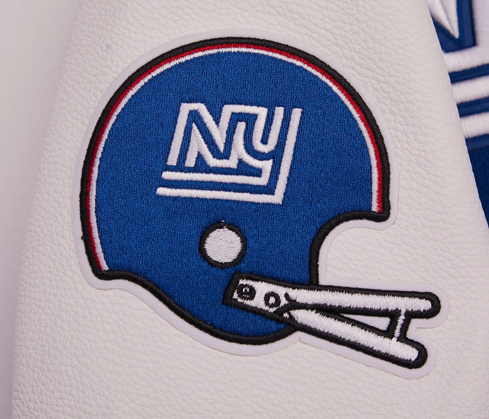 NFL NEW YORK GIANTS RETRO CLASSIC WOMEN'S RIB WOOL VARSITY JACKET (DODGER BLUE/WHITE)