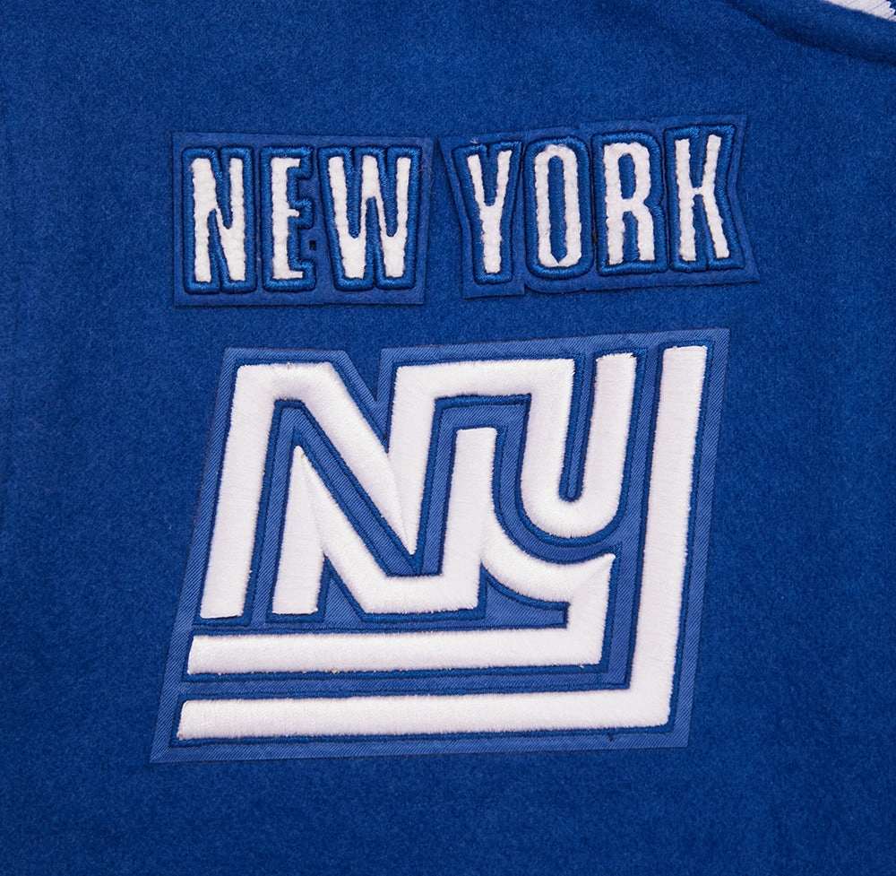 NFL NEW YORK GIANTS RETRO CLASSIC WOMEN'S RIB WOOL VARSITY JACKET (DODGER BLUE/WHITE)