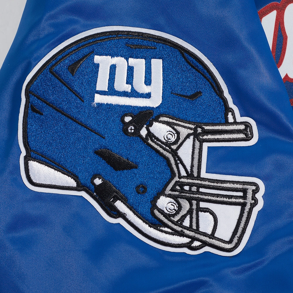 NFL NEW YORK GIANTS SCRIPT TAIL MEN'S SATIN JACKET (DODGER BLUE)