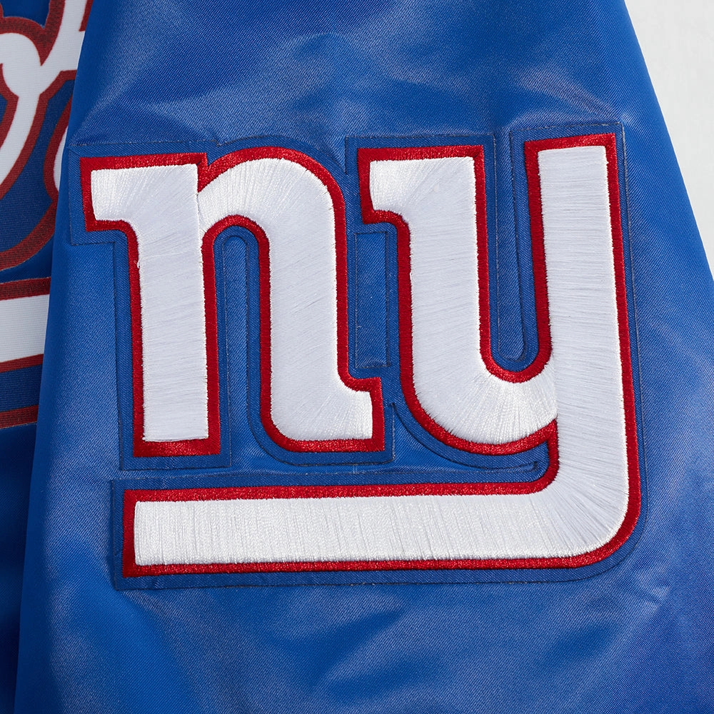 NFL NEW YORK GIANTS SCRIPT TAIL MEN'S SATIN JACKET (DODGER BLUE)
