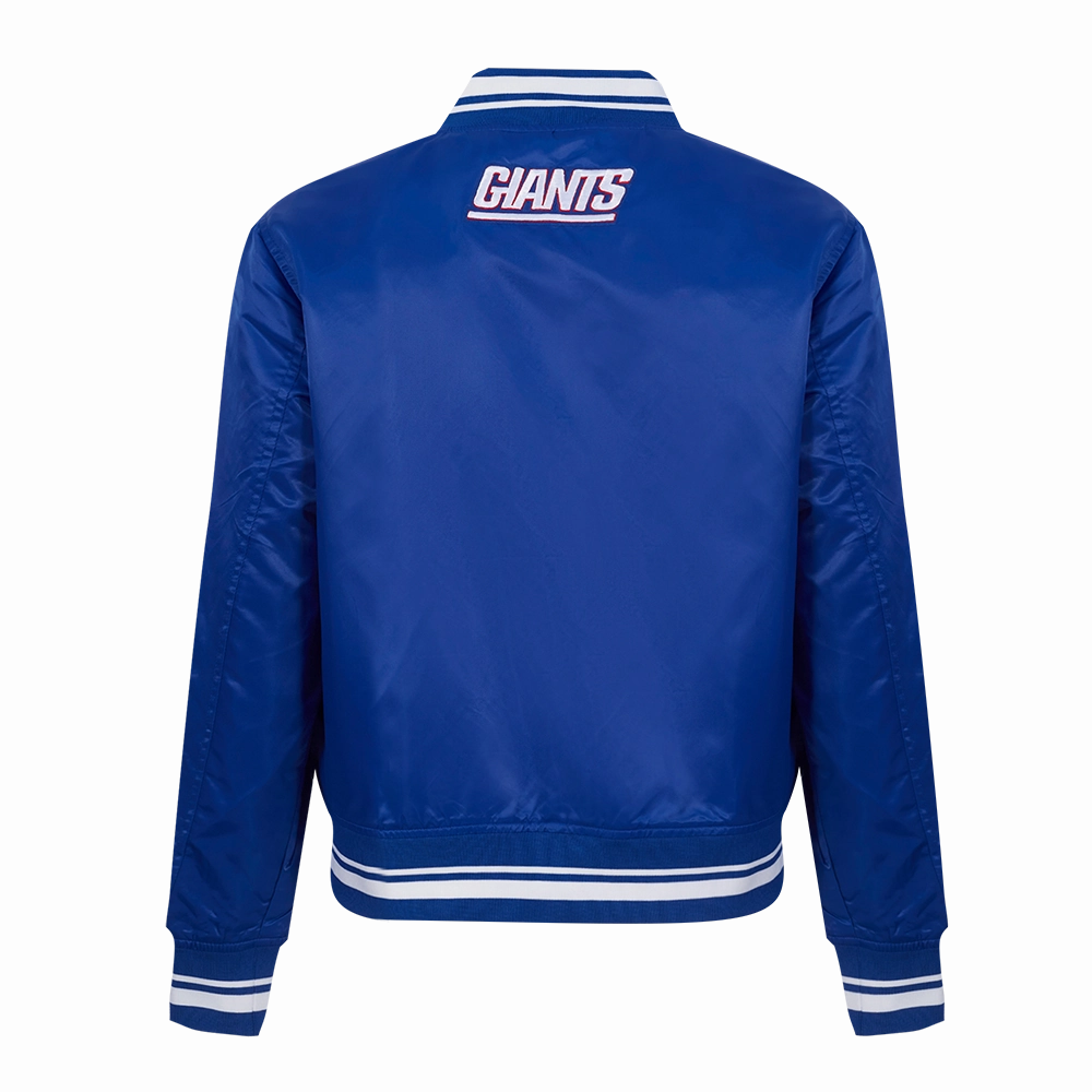 NFL NEW YORK GIANTS SCRIPT TAIL WOMEN'S SATIN JACKET (DODGER BLUE)