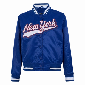 NFL NEW YORK GIANTS SCRIPT TAIL WOMEN'S SATIN JACKET (DODGER BLUE)