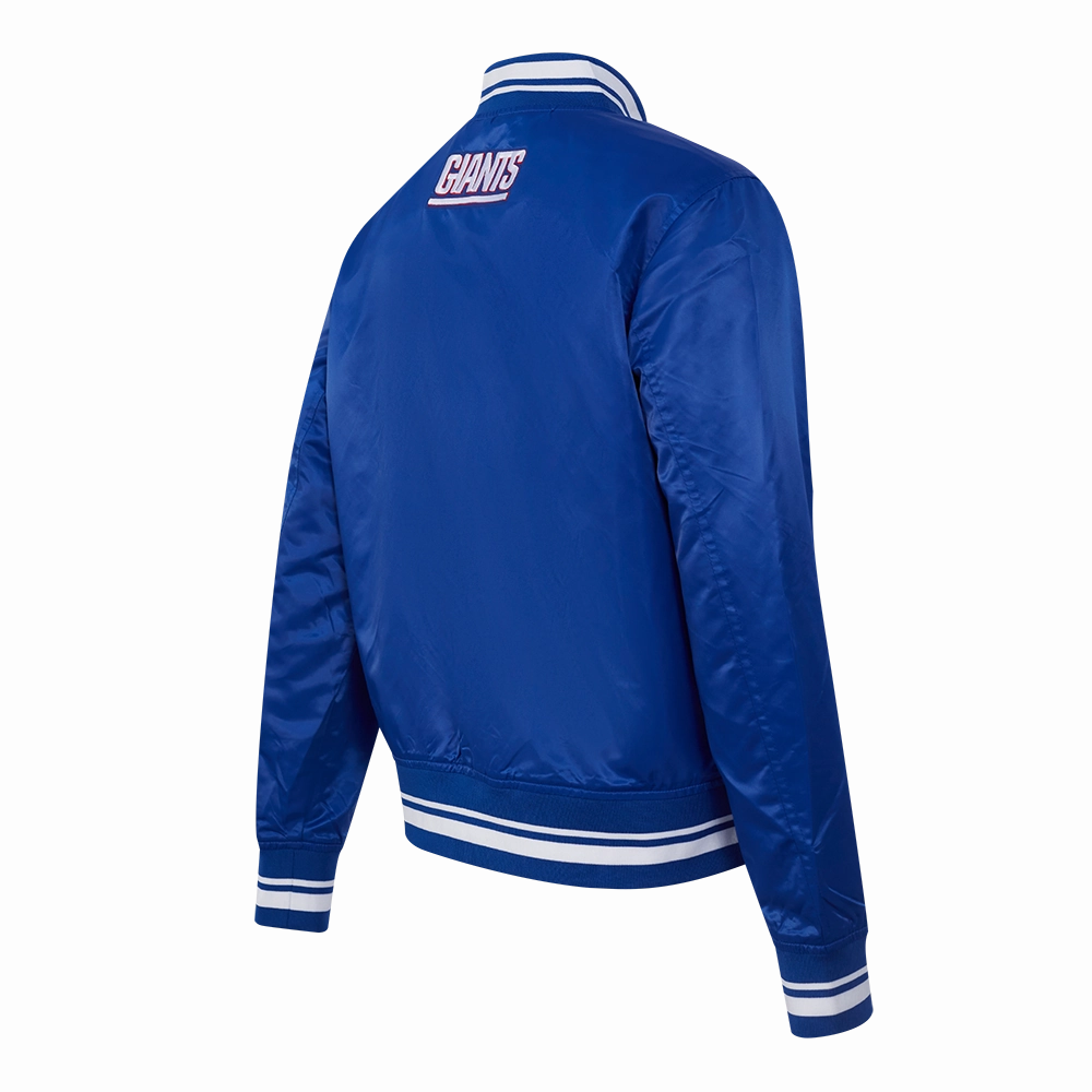 NFL NEW YORK GIANTS SCRIPT TAIL WOMEN'S SATIN JACKET (DODGER BLUE)