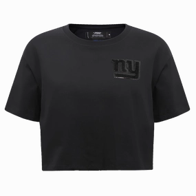 NFL NEW YORK GIANTS TRIPLE BLACK WOMEN'S SINGLE JERSEY BOXY TEE (TRIPLE BLACK WOMEN'S)