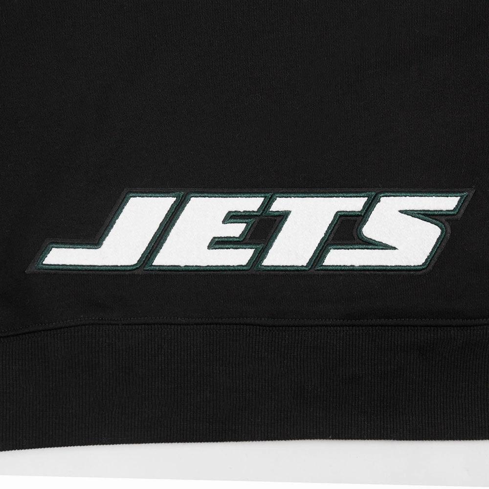 NFL NEW YORK JETS CLASSIC WOMEN'S CROPPED FLEECE PULLOVER HOODIE (BLACK)