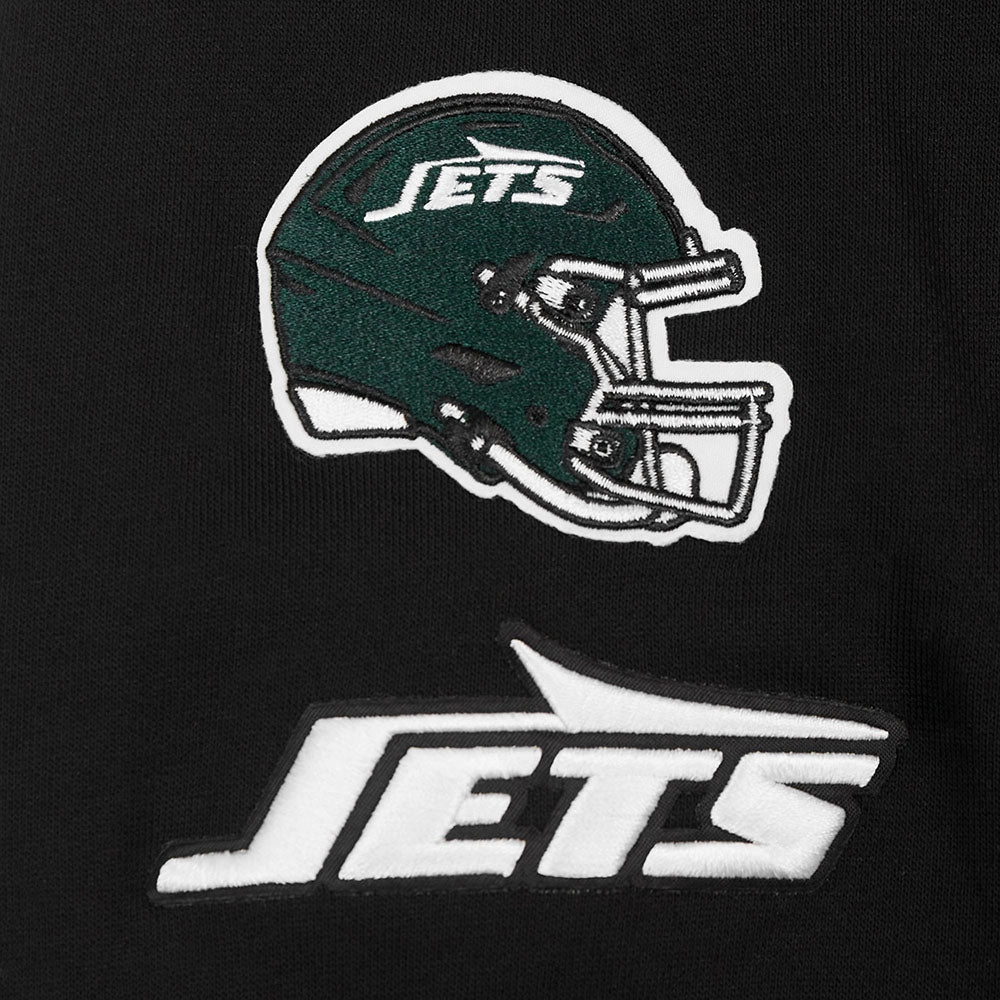 NFL NEW YORK JETS CLASSIC WOMEN'S CROPPED FLEECE PULLOVER HOODIE (BLACK)