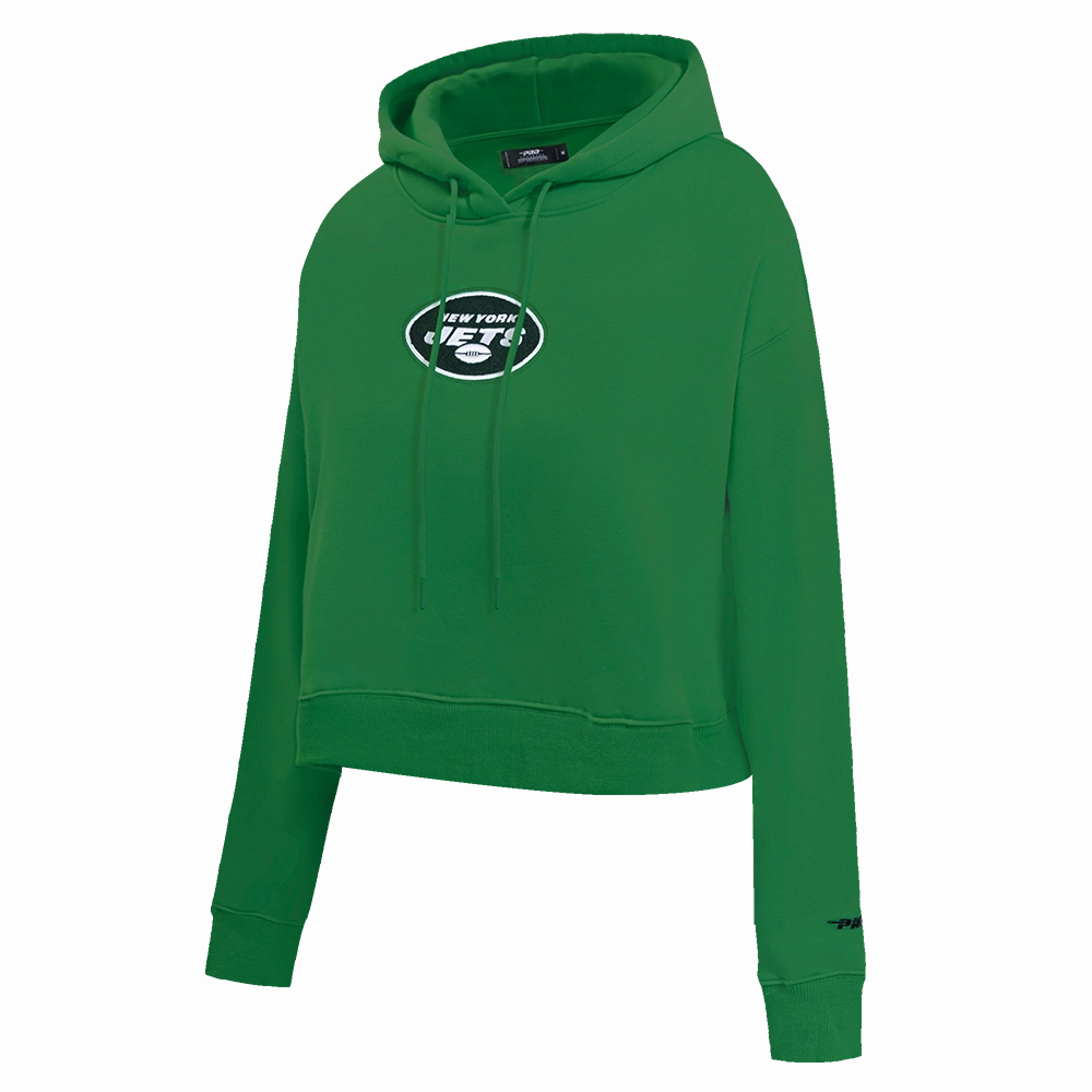 NFL NEW YORK JETS CLASSIC WOMEN'S CROPPED FLEECE PULLOVER HOODIE (KELLY GREEN)