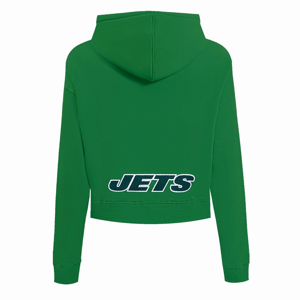 NFL NEW YORK JETS CLASSIC WOMEN'S CROPPED FLEECE PULLOVER HOODIE (KELLY GREEN)