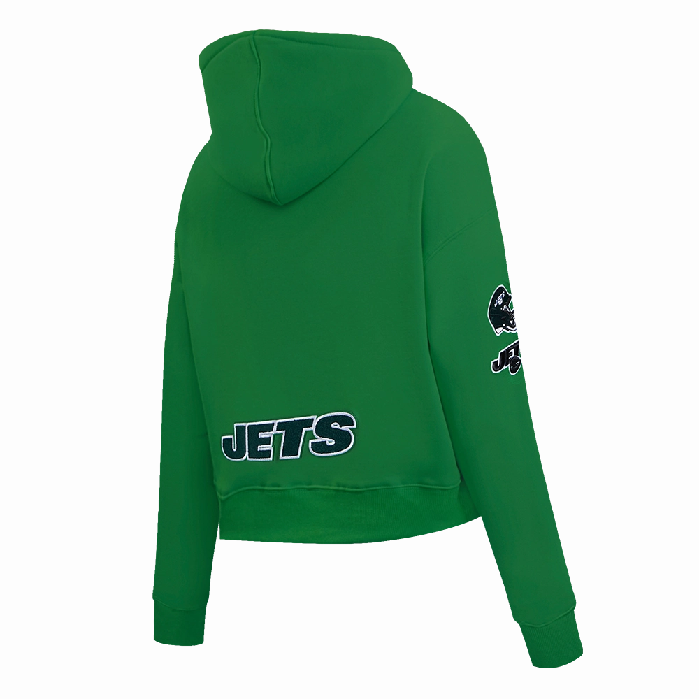 NFL NEW YORK JETS CLASSIC WOMEN'S CROPPED FLEECE PULLOVER HOODIE (KELLY GREEN)