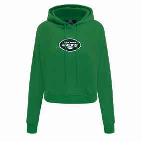 NFL NEW YORK JETS CLASSIC WOMEN'S CROPPED FLEECE PULLOVER HOODIE (KELLY GREEN)