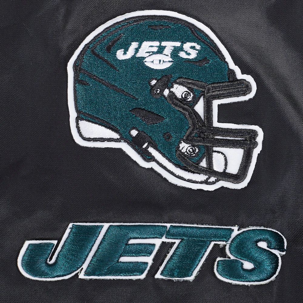 NFL NEW YORK JETS CLASSIC WOMEN'S SATIN JACKET (BLACK)