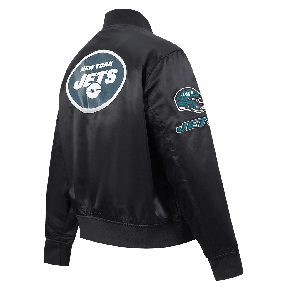 NFL NEW YORK JETS CLASSIC WOMEN'S SATIN JACKET (BLACK)