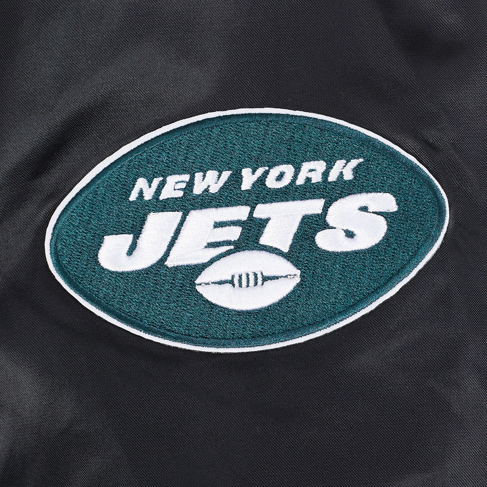 NFL NEW YORK JETS CLASSIC WOMEN'S SATIN JACKET (BLACK)