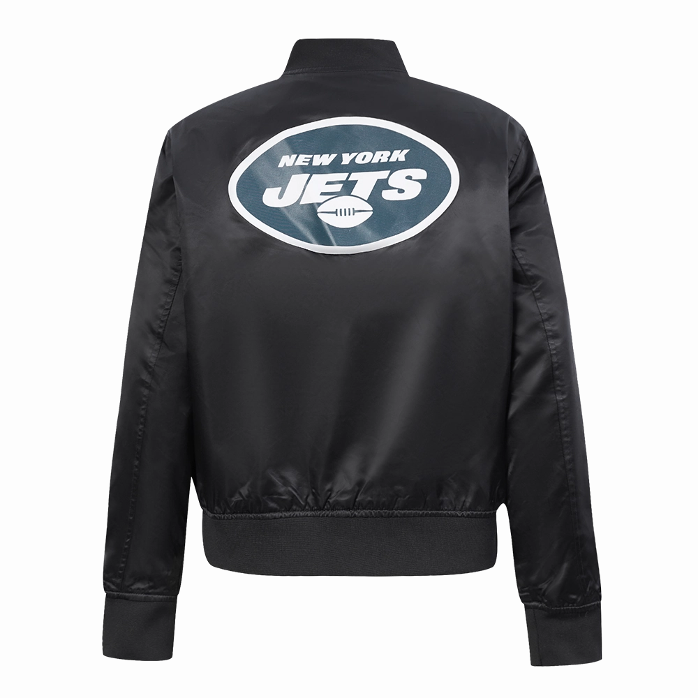 NFL NEW YORK JETS CLASSIC WOMEN'S SATIN JACKET (BLACK)