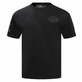 NFL NEW YORK JETS NEUTRAL COTTON JERSEY DROP SHOULDER TEE (BLACK)