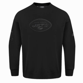 NFL NEW YORK JETS NEUTRAL DROP SHOULDER FLEECE CREWNECK (BLACK)