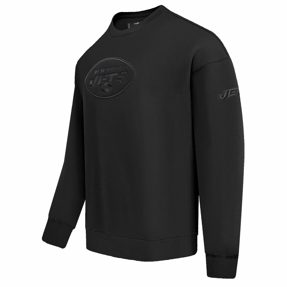 NFL NEW YORK JETS NEUTRAL DROP SHOULDER FLEECE CREWNECK (BLACK)