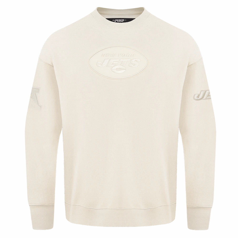 NFL NEW YORK JETS NEUTRAL DROP SHOULDER FLEECE CREWNECK (EGGSHELL)