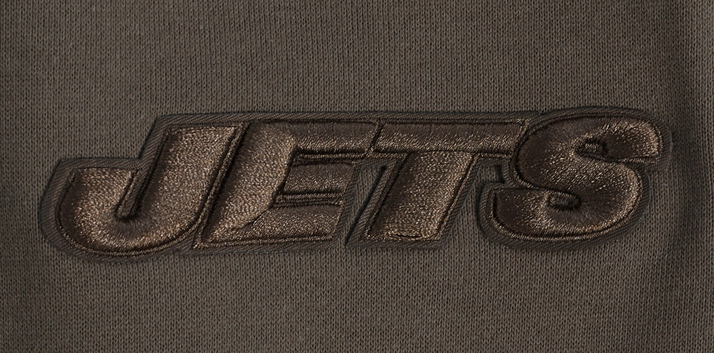 NFL NEW YORK JETS NEUTRAL MEN'S DROP SHOULDER PULLOVER HOODIE (DARK TAUPE)