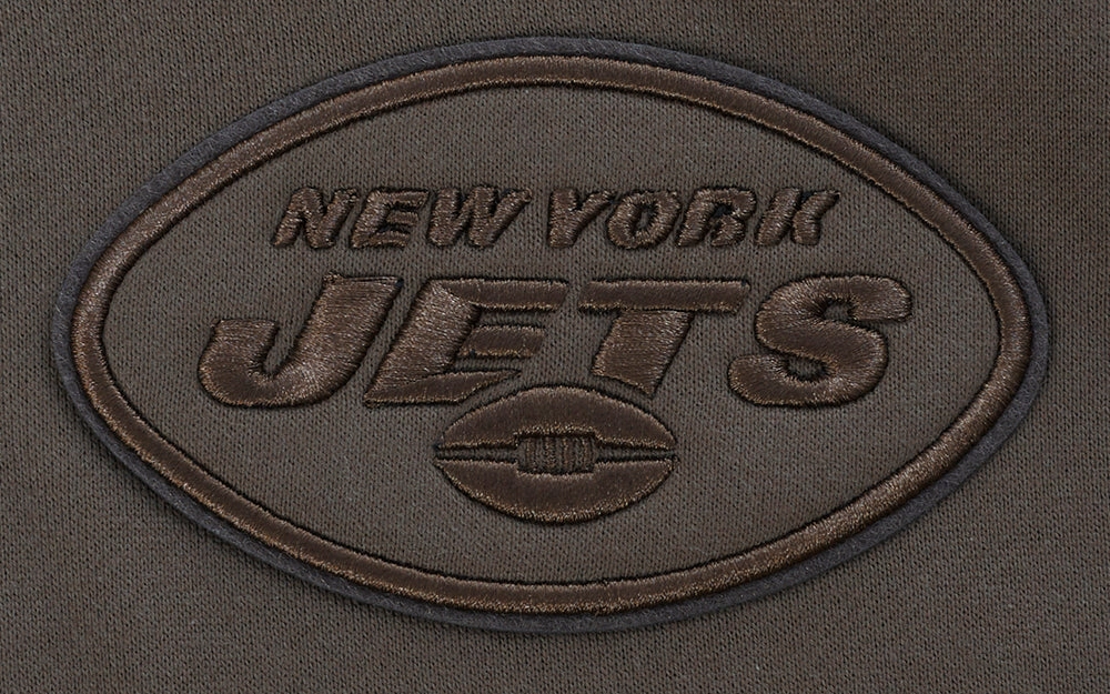 NFL NEW YORK JETS NEUTRAL MEN'S DROP SHOULDER PULLOVER HOODIE (DARK TAUPE)