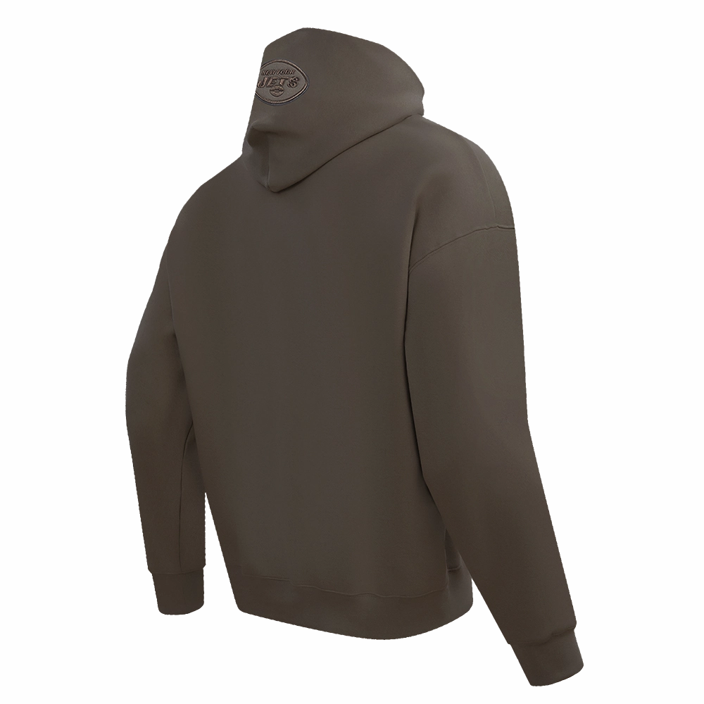 NFL NEW YORK JETS NEUTRAL MEN'S DROP SHOULDER PULLOVER HOODIE (DARK TAUPE)